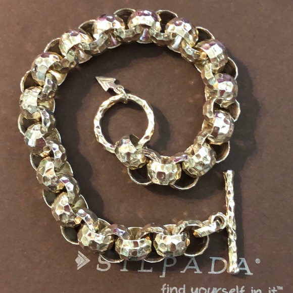 Silpada Hammered Link Sterling Silver Bracelet B1610 - Picture 3 of 15